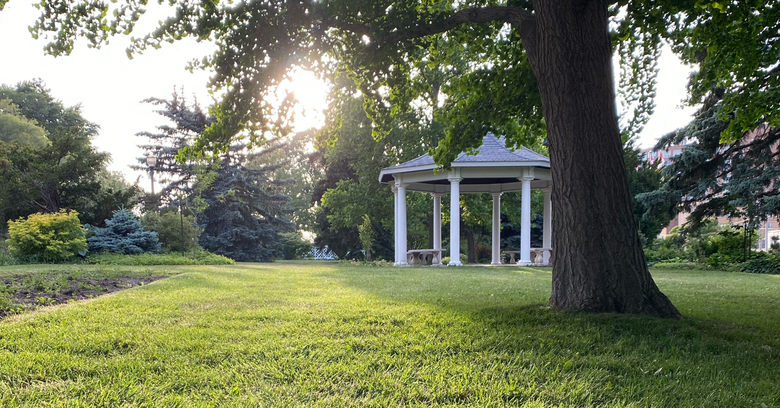 The gazebo at Rockway Gardens during summer in Kitchener, Ontario