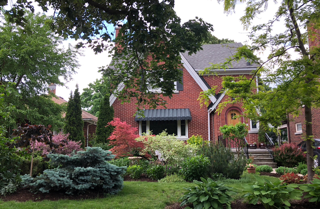 house with a lush garden