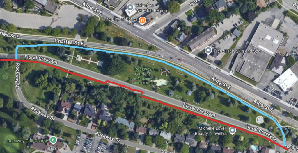 map of Rockway Gardens showing two routes